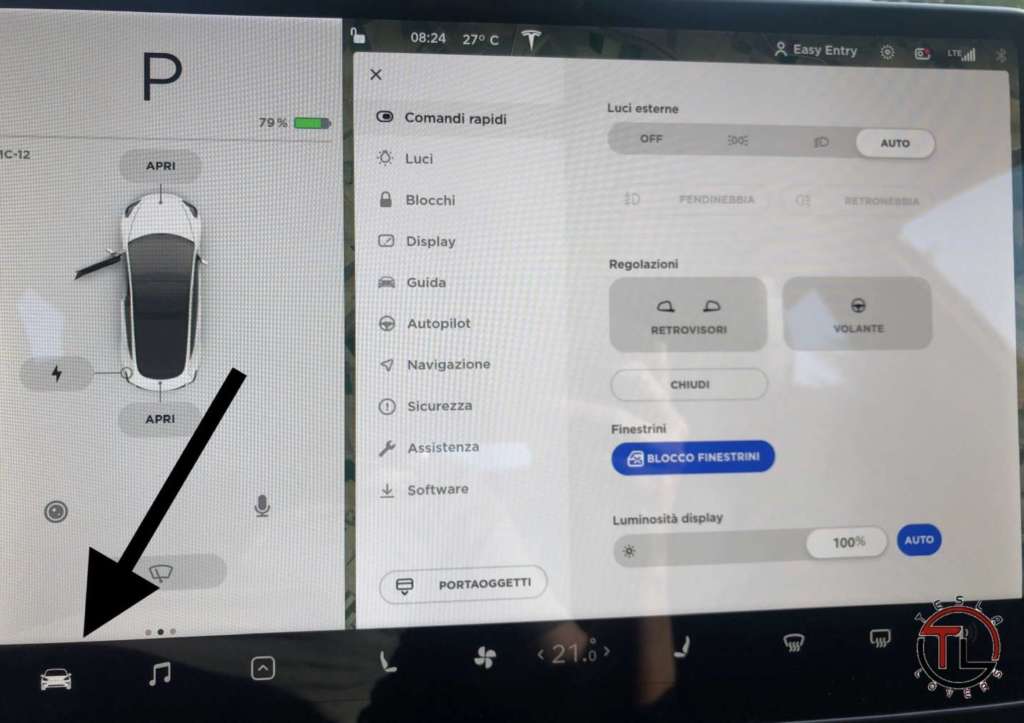 scheda comandi per formattare una USB dall'interno della Tesla
