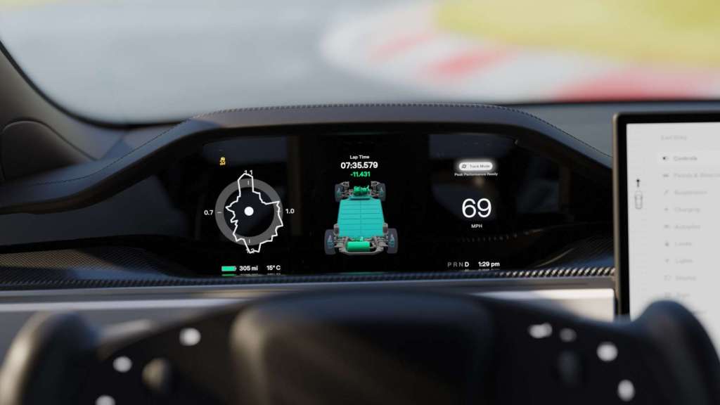 Tesla introduce il Track Mode in Model S Plaid - immagine del cruscotto 