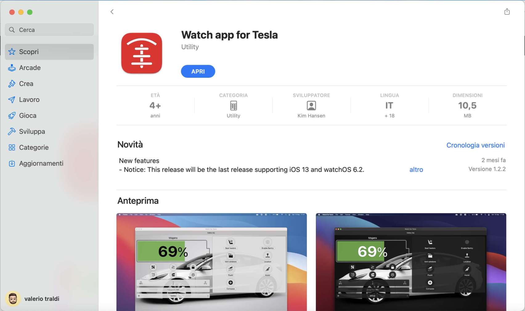 watch app for Tesla Mac